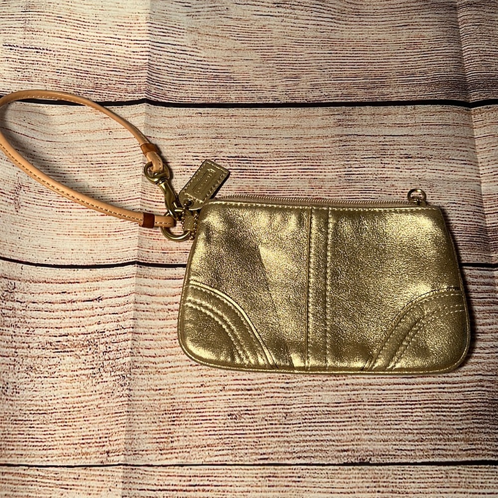 Coach Gold Metallic Wristlet